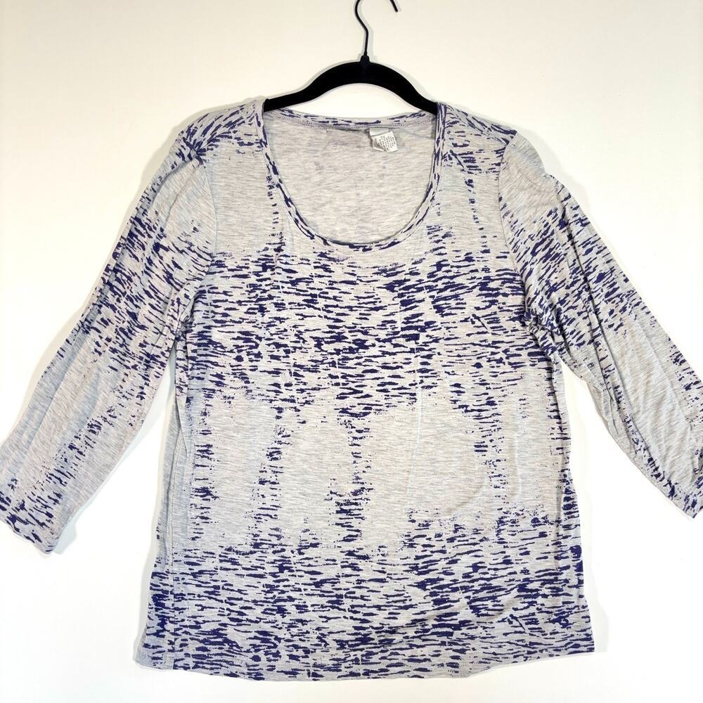 Zenergy by Chico’s Top Size 1 Purple Gray Heathered 3/4 Sleeve Stretch Casual